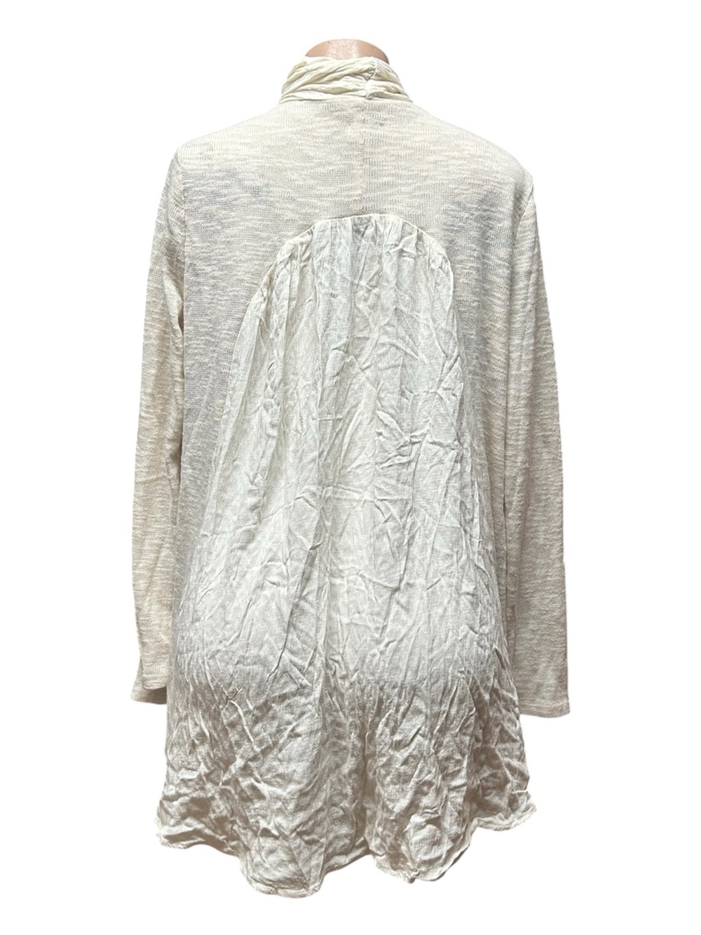 Miss Me Cream Long Sleeve Draped Back Tunic Dress